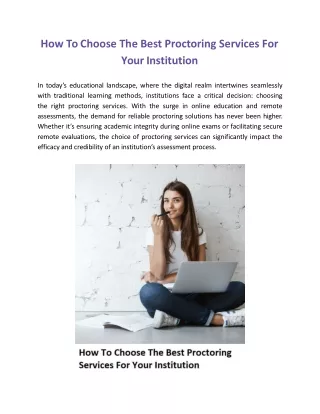 How To Choose The Best Proctoring Services For Your Institution