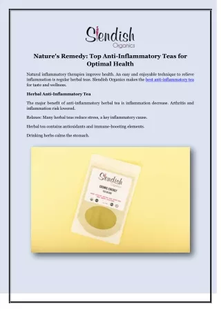 Nature's Remedy: Top Anti-Inflammatory Teas for Optimal Health