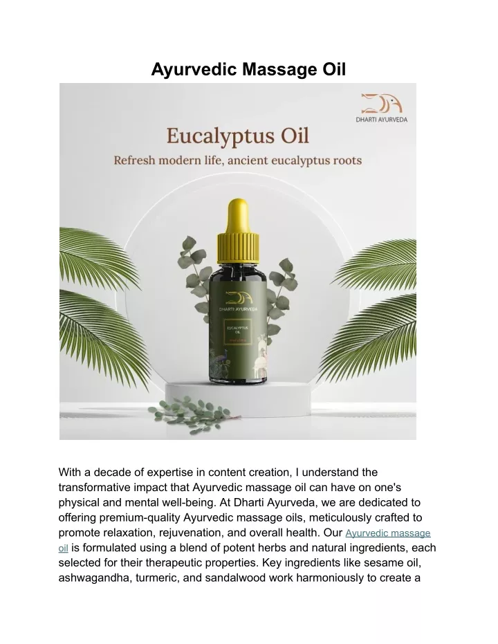 ayurvedic massage oil