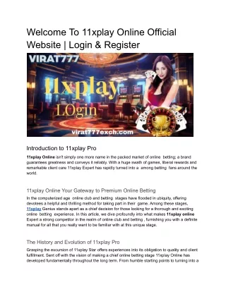 Welcome To 11xplay Online Official Website _ Login & Register