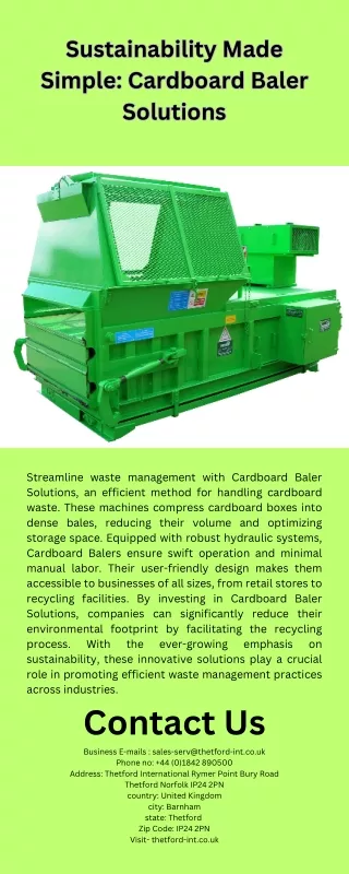 Sustainability Made Simple Cardboard Baler Solutions
