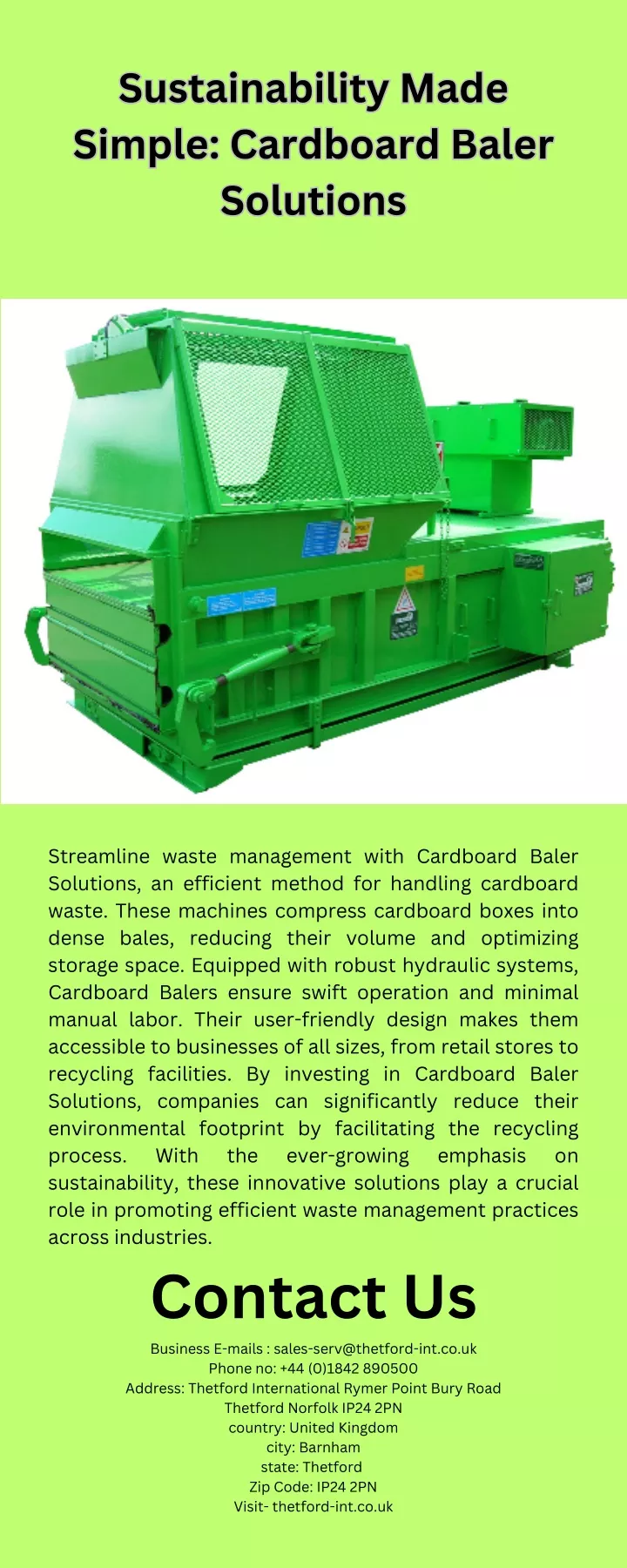 sustainability made simple cardboard baler