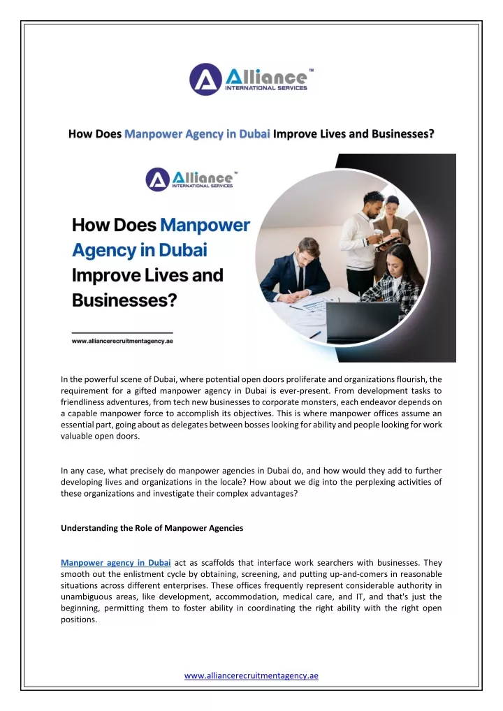 how does manpower agency in dubai improve lives