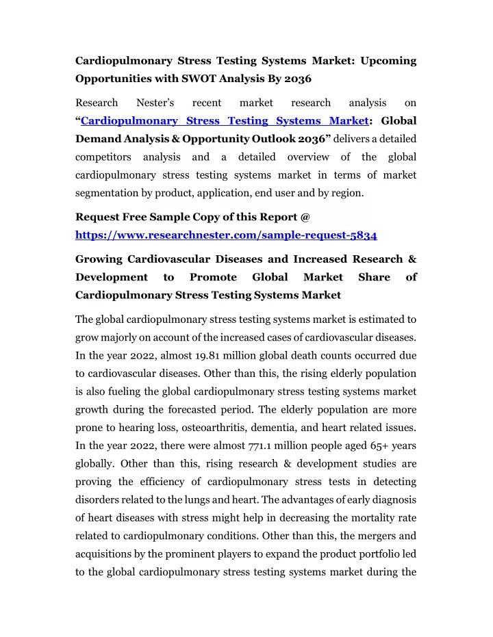 cardiopulmonary stress testing systems market