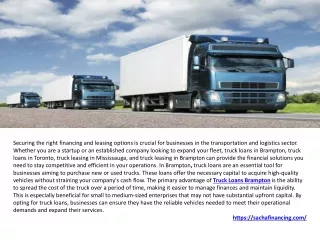 Truck Loans Brampton & Truck Leasing Mississauga