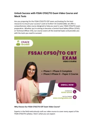 unlock success with fssai cfso to exam video