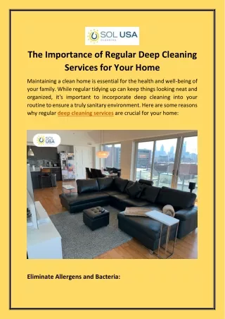 The Importance of Regular Deep Cleaning Services for Your Home