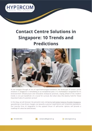 Contact Centre Solutions in Singapore 10 Trends and Predictions
