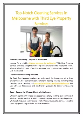 Top Notch Cleaning Services in Melbourne with Third Eye Property Services