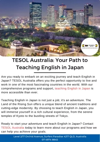 TESOL Australia: Your Path to Teaching English in Japan
