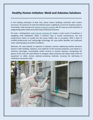 Healthy Homes Initiative Mold and Asbestos Solutions