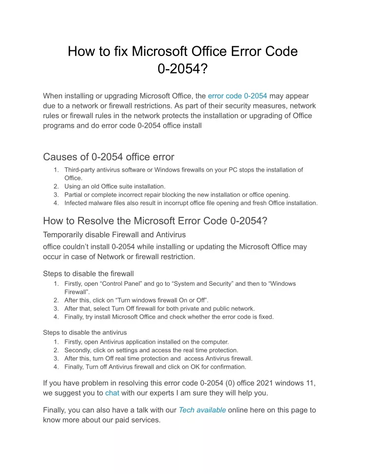 how to fix microsoft office error code 0 2054