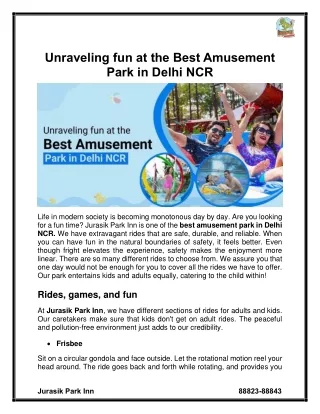 Unraveling fun at the Best Amusement Park in Delhi NCR
