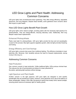 LED Grow Lights and Plant Health_ Addressing Common Concerns