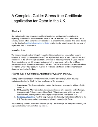 A Complete Guide_ Stress-free Certificate Legalization for Qatar in the UK