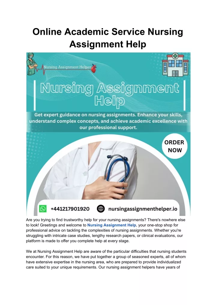 online academic service nursing assignment help