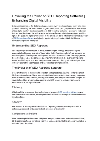Unveiling the Power of SEO Reporting Software _ Enhancing Digital Visibility
