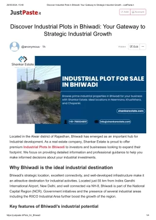 Discover Industrial Plots in Bhiwadi_ Your Gateway to Strategic Industrial Growth