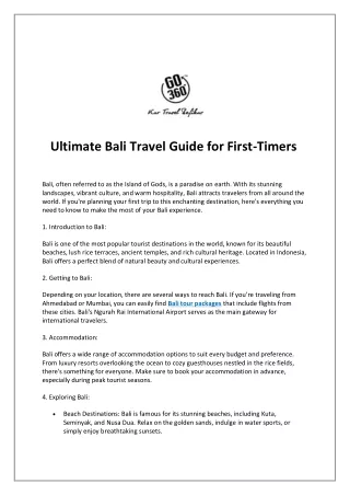 Ultimate Bali Travel Guide for First-Timers