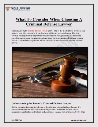 What To Consider When Choosing A Criminal Defense Lawyer