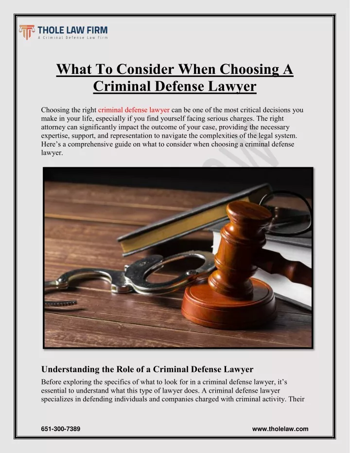 what to consider when choosing a criminal defense