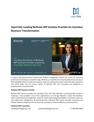 OpenTeQ: Leading NetSuite ERP Solution Provider for Seamless Business Transformation