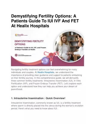 Demystifying Fertility Options A Patients Guide To IUI IVF And FET At Healix Hospitals