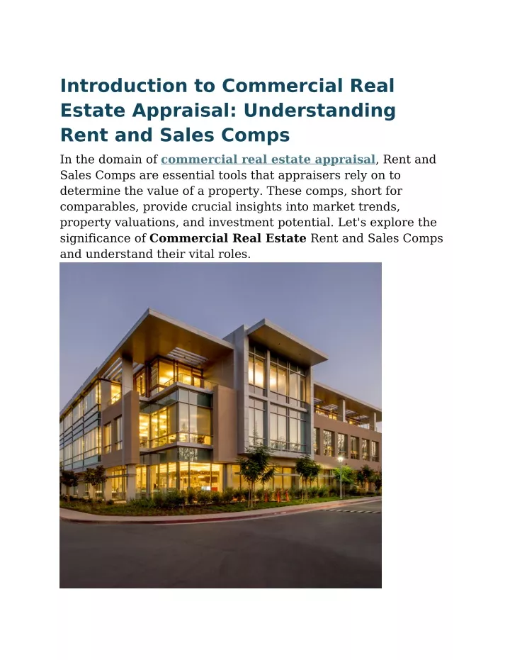 introduction to commercial real estate appraisal