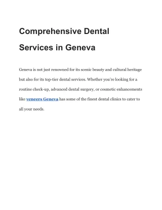 Comprehensive Dental Services in Geneva