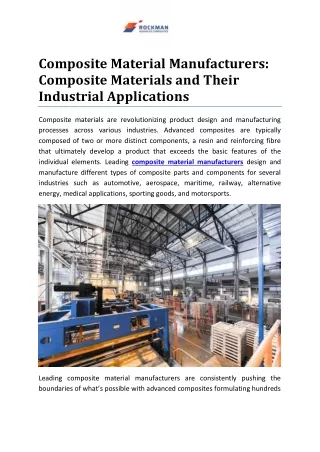 Composite Material Manufacturers: Harnessing the Industrial Potential of Composite Materials