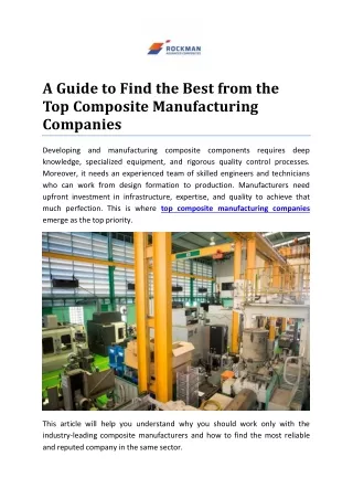 A Guide to Finding the Best Among Top Composite Manufacturing Companies