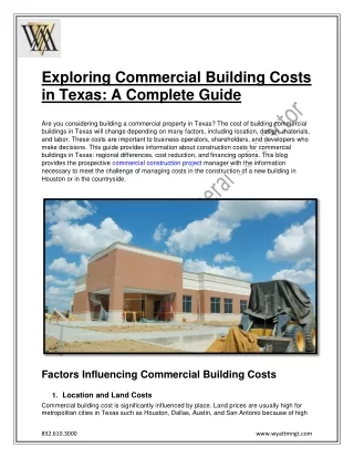 Exploring Commercial Building Costs In Texas