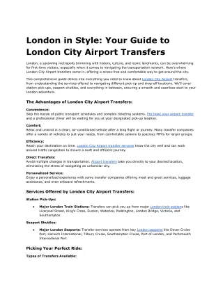 London in Style_ Your Guide to London City Airport Transfers