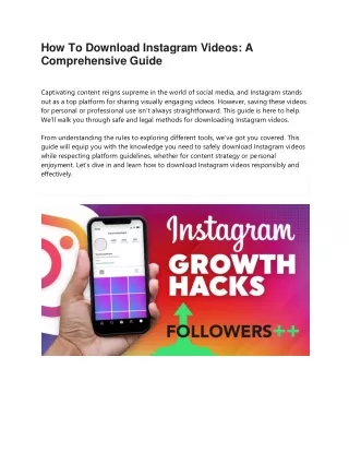 How To Download Instagram Videos: A Comprehensive Guide