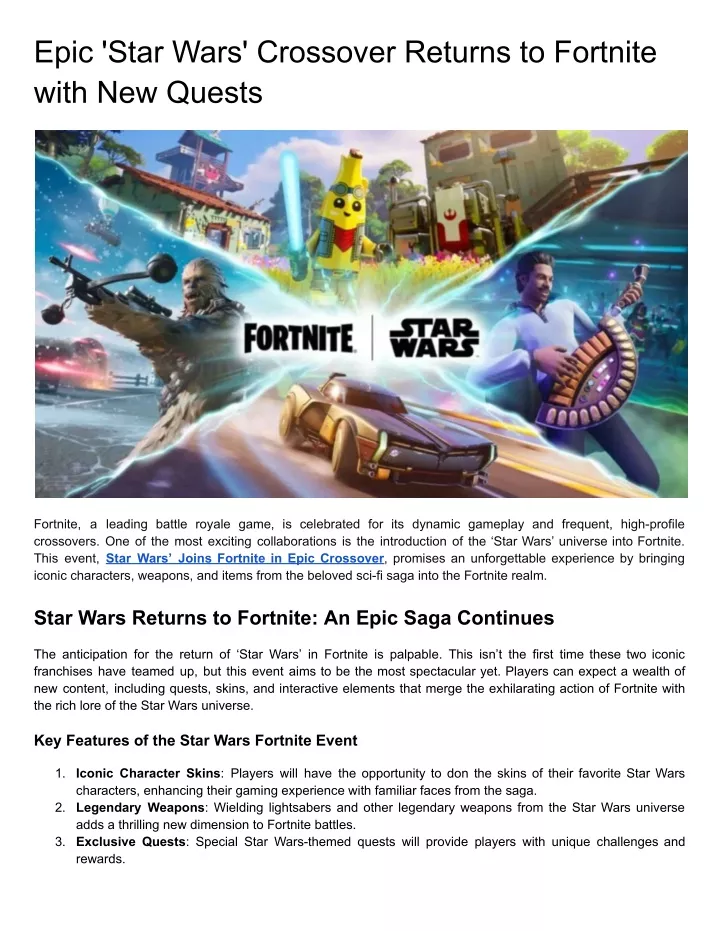 epic star wars crossover returns to fortnite with