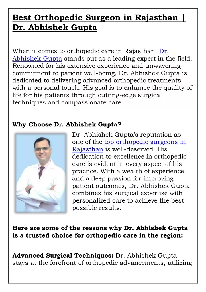 best orthopedic surgeon in rajasthan dr abhishek