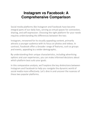 Instagram vs Facebook: A Comprehensive Comparison