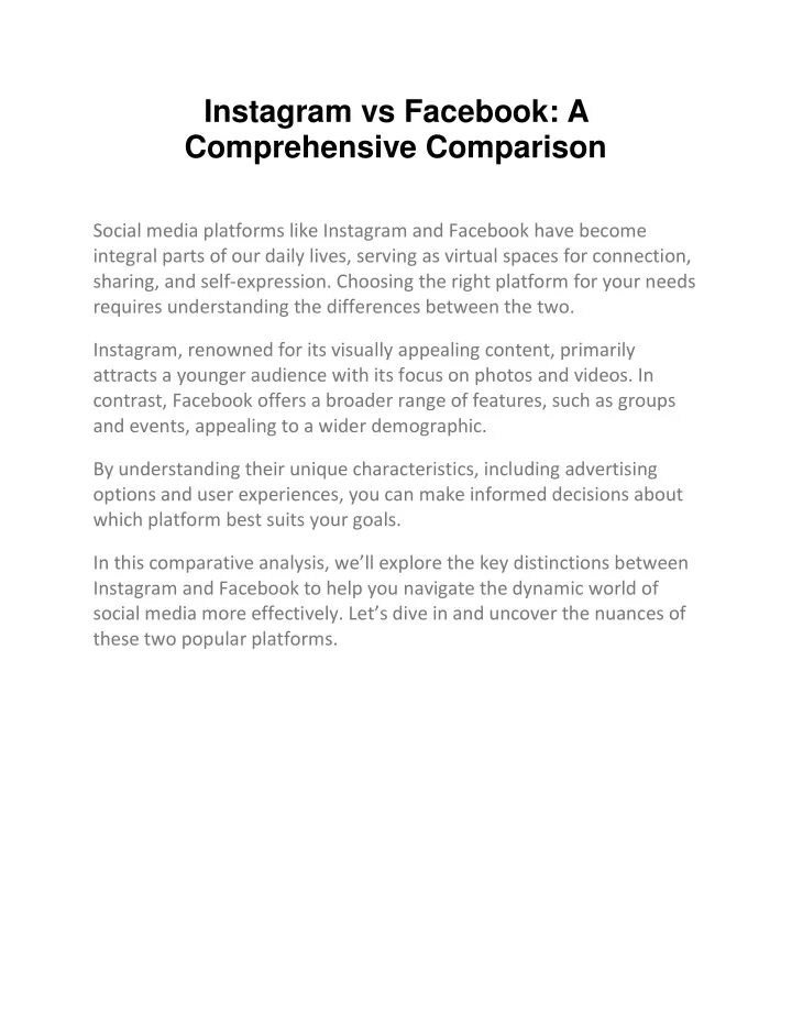 instagram vs facebook a comprehensive comparison