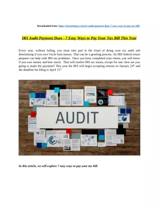 IRS Audit Payment Dues - 7 Easy Ways to Pay Your Tax Bill This Year