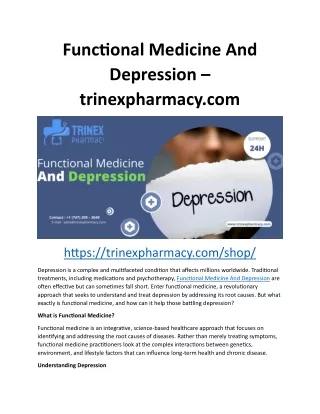 Functional Medicine and Depression - trinexpharmacy.com