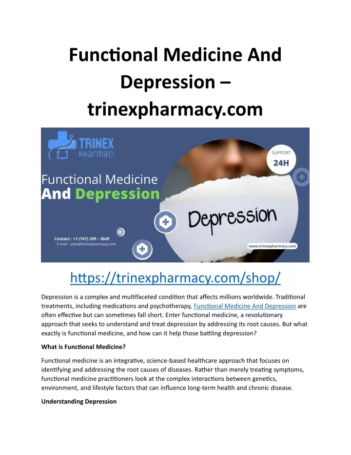 functional medicine and depression trinexpharmacy