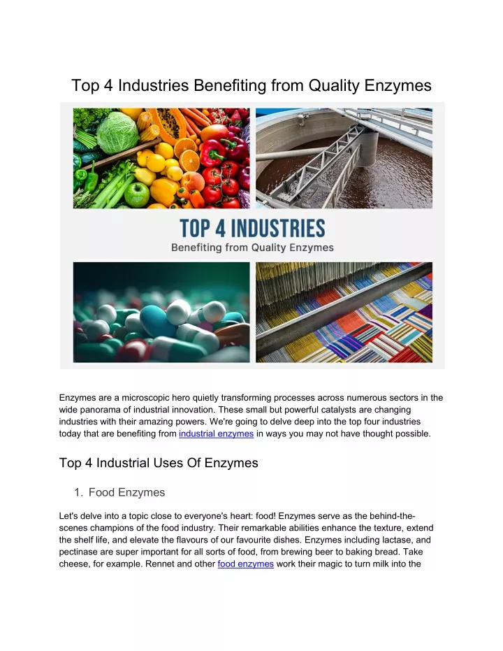 top 4 industries benefiting from quality enzymes