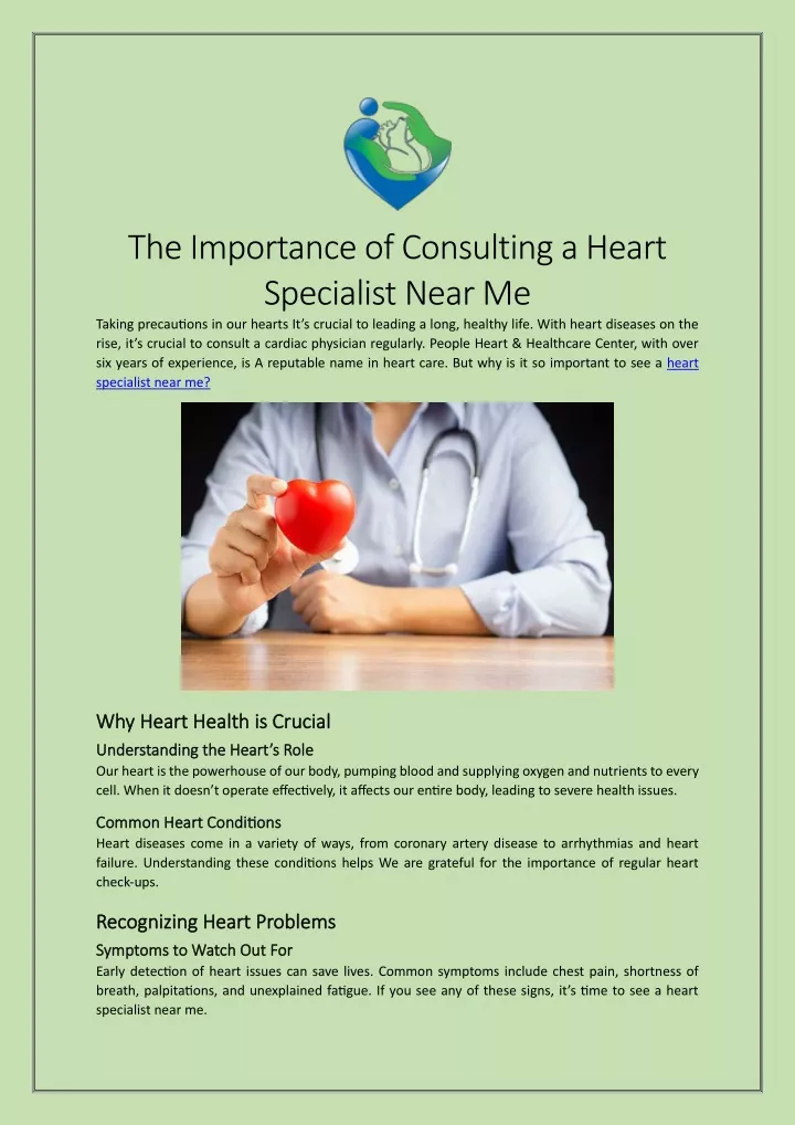 the importance of consulting a heart specialist