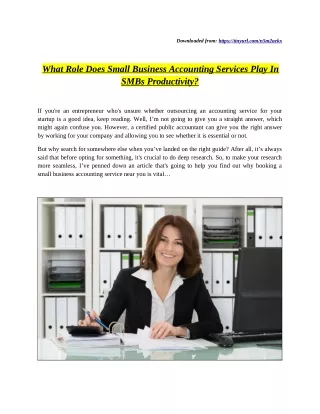 What Role Does Small Business Accounting Services Play In SMBs Productivity?