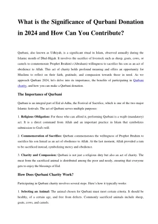 what is the significance of qurbani donation