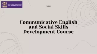 Communicative English and Social Skills Development Course