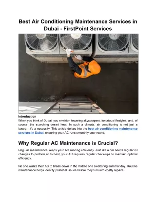 Best Air Conditioning Maintenance Services in Dubai - FirstPoint Services