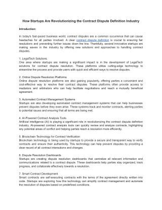 How Startups Are Revolutionizing the Contract Dispute Definition Industry