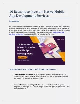 10 Reasons to Invest in Native Mobile App Development Services