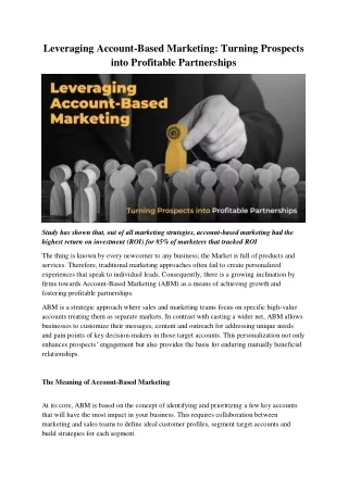Leveraging Account-Based Marketing Turning Prospects into Profitable Partnerships